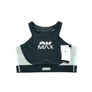 Nike Air Max Motif Cutout Sports Bra Black White DM0631-010 Women's Size XL